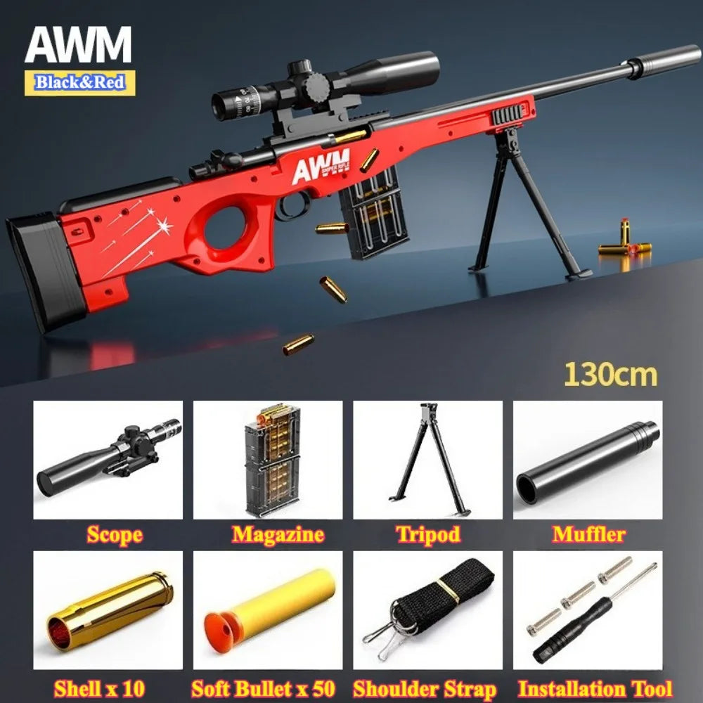 Awm Manual Launchable Safety Shell-Throwing Soft Bullet Toy Gun Sniper Rifle Outdoor CS Shoot Game for Adult Boy Christmas Gift
