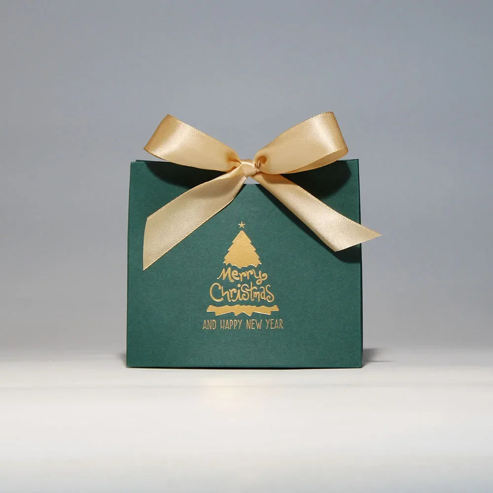 Green Christmas Tree Style Candy box Gift Boxes and Bags with Ribbon for Wrapping Cookies and Candy Deluxe Christmas Gift Bags