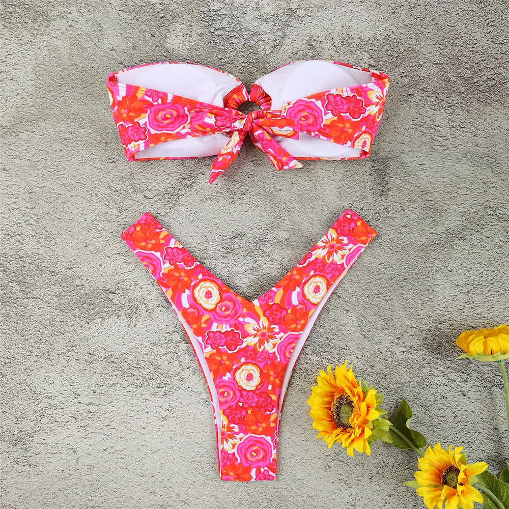 Micro Bikini Push Up Women Swimsuits 2024 Sexy Female Swimwear Brazilian Bikini Set Thong Biquini Swim Suits Print Beachwear