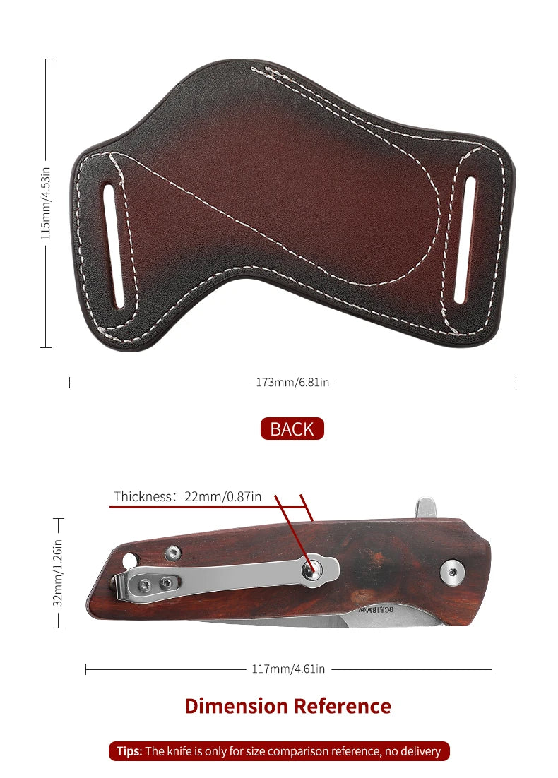 Vintage leather belt cover, outdoor tools, folding knife, mini pocket, knife bag holder, cowhide scabbard, EDC storage holster
