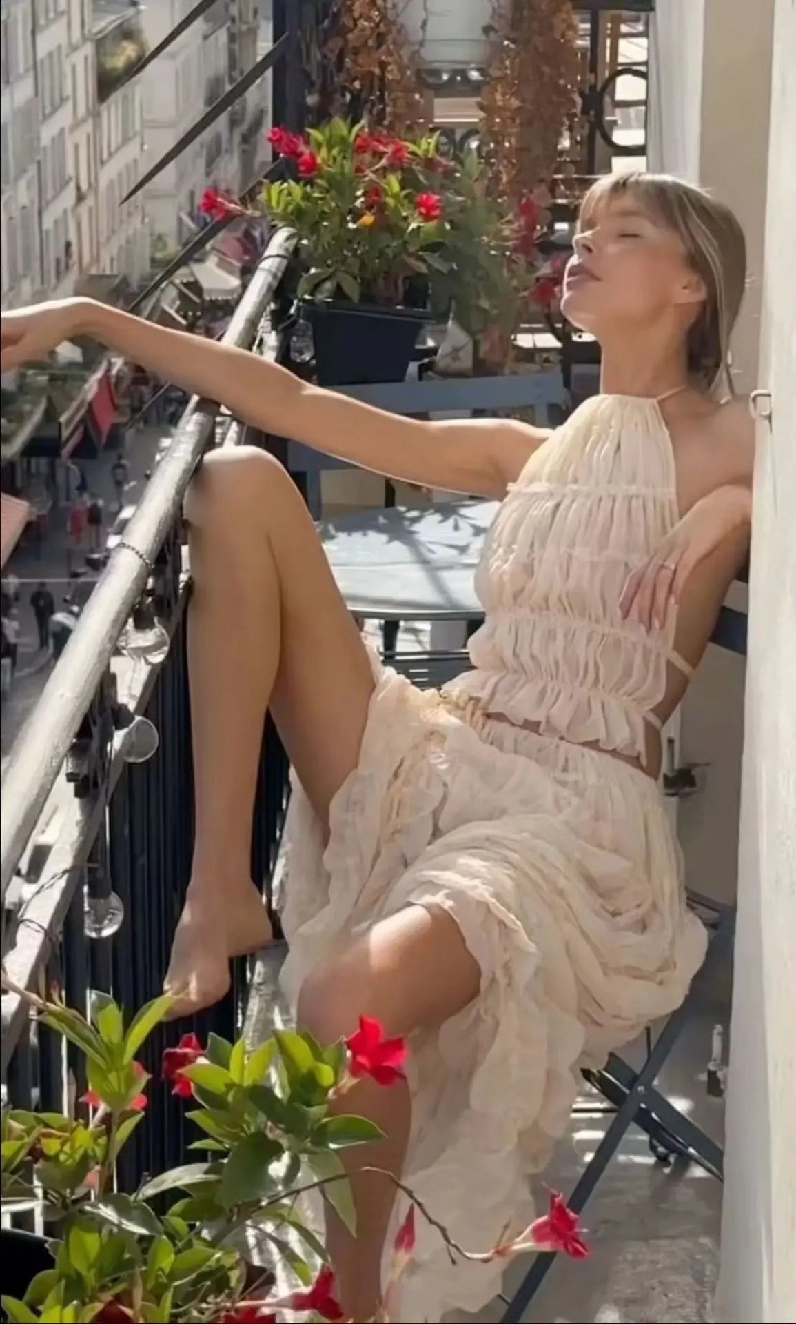 Solid Hang Neck Long Skirt Suit For Women Halter Backless Sling Top Lace Up Fold Maxi Skirt 2024 Hot Fashion Female 2 Piece Set