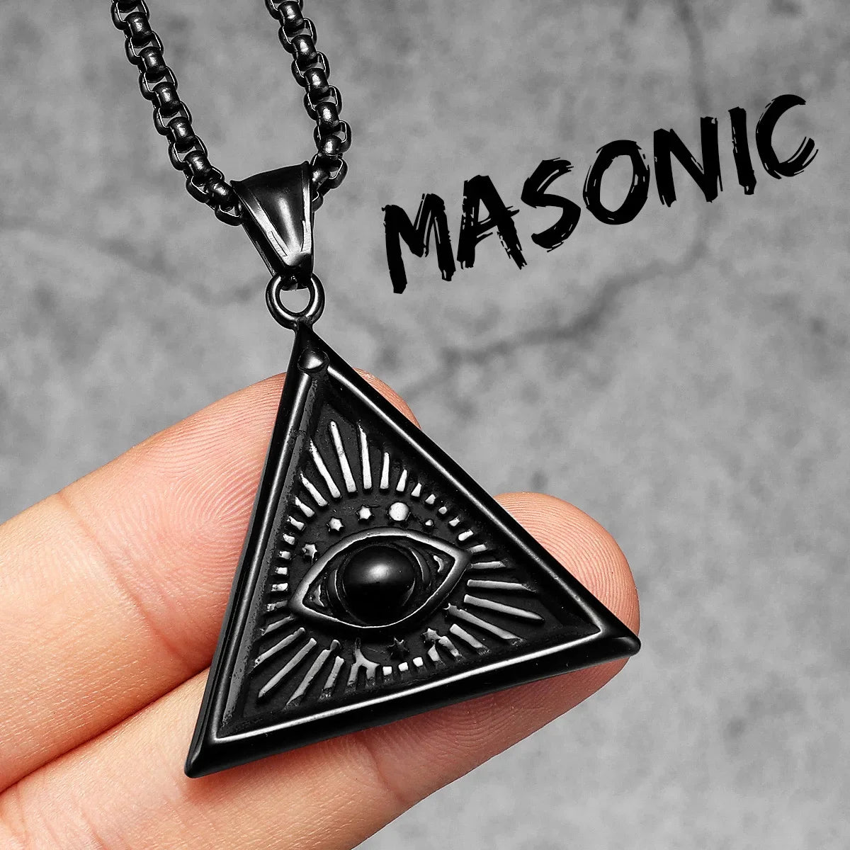 Masonic Illuminati Eye Amulet Men Necklaces Stainless Steel Pendants Chains Women Jewelry Cool Male Accessories Gifts Wholesale