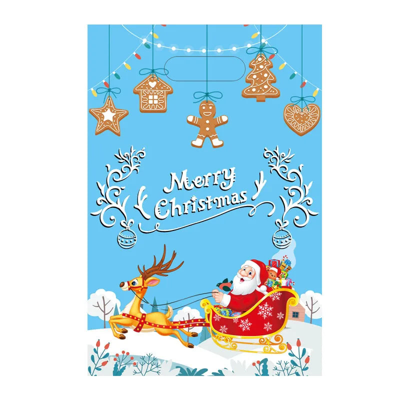 10Pcs Christmas Gift Bags Christmas Candy Cookie Bags Santa Claus Plastic Pouch Kids Xmas Packaging Christmas Decoration 2025