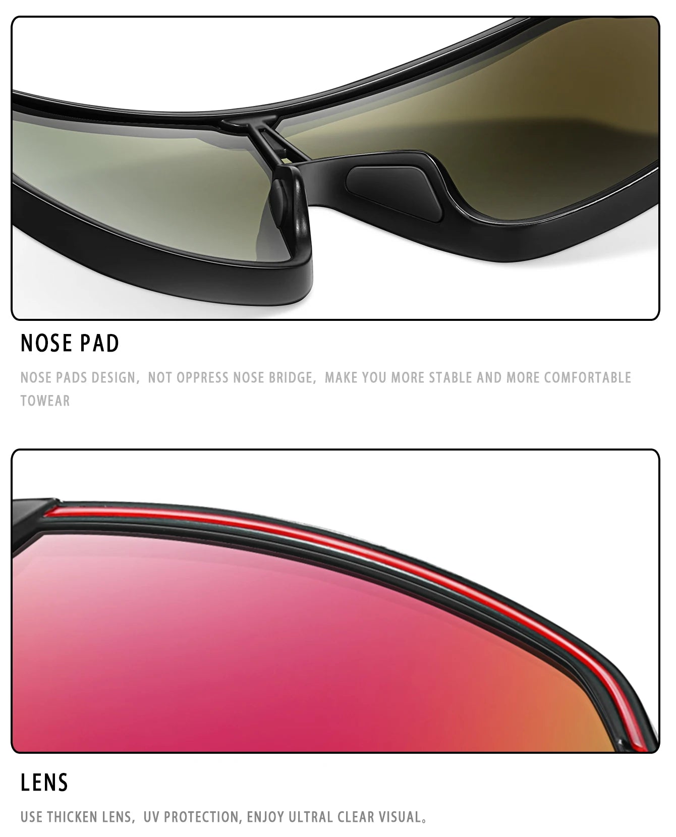 Large Frame Fishing SunGlasses for Men Women Outdoor Sports Windproof Cycling Camping Hiking Driving  Eyewear UV400