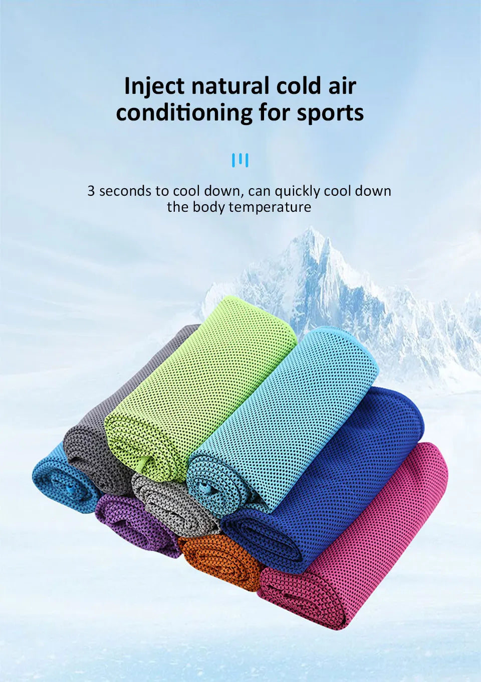 Portable Sport Towel with Mini Silicon Gel Set Cold Towel Breathable Fitness Sport Gym Running Outdoor Quick Dry Cooling Towel