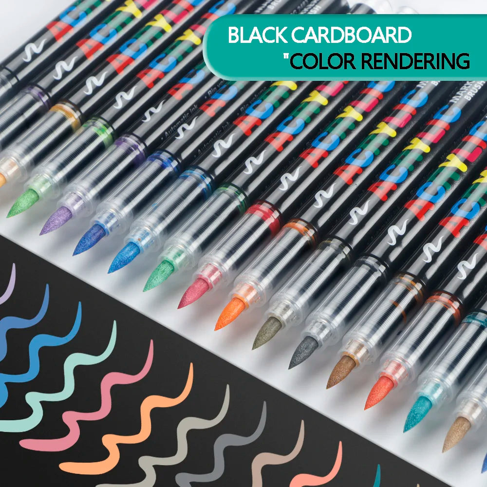 60/72/120/168 Color Acrylic Paint Pen Marker Brush Tip Paint Marker For Rock Painting Wood Canvas Stone Christmas Gift DIY Craft