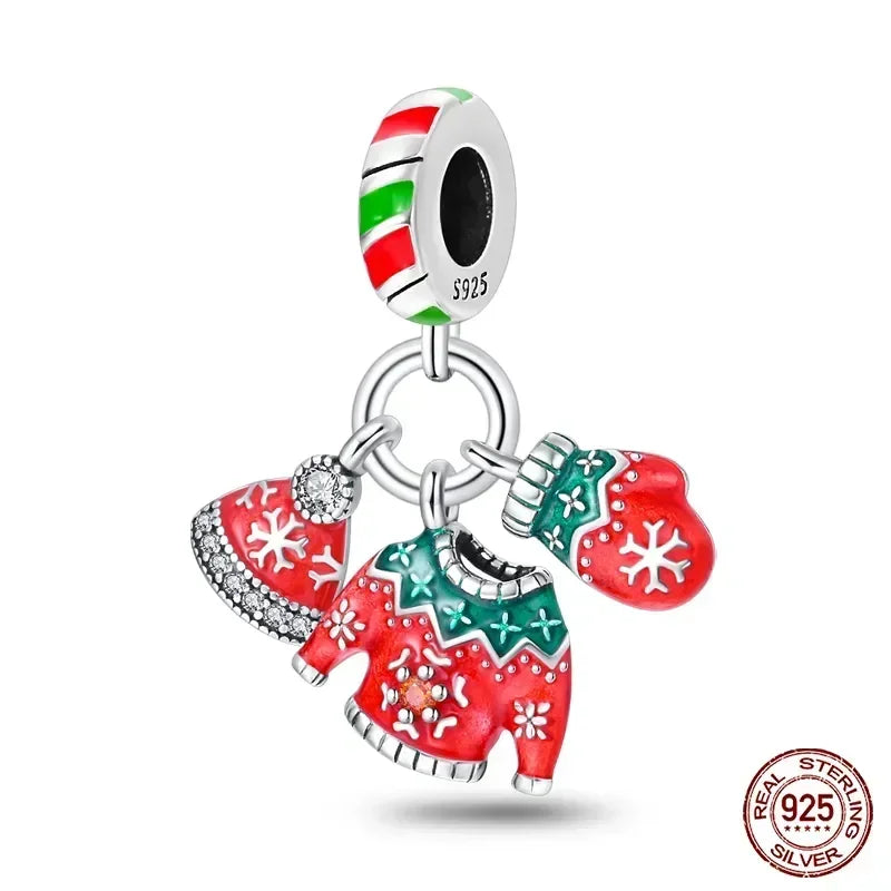 925 Sterling Silver Green Series Flower Tree Apple Pendant DIY Fine Beads Fit 4MM hole diamete Charms Bracelet Women Jewelry Diy
