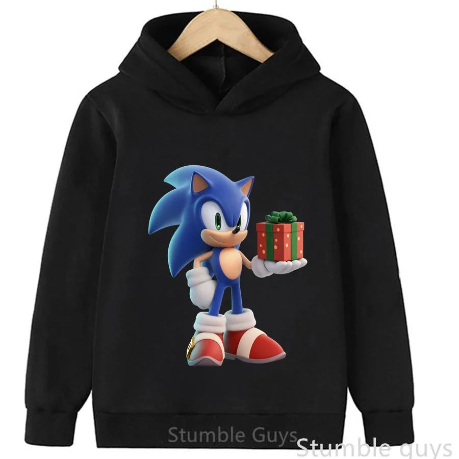 Anime Sonic Kids Hoodie Trucksuit Autumn Boys Girls Cartoon Clothes Christmas Gift Comfortable Warm Sweatshirt