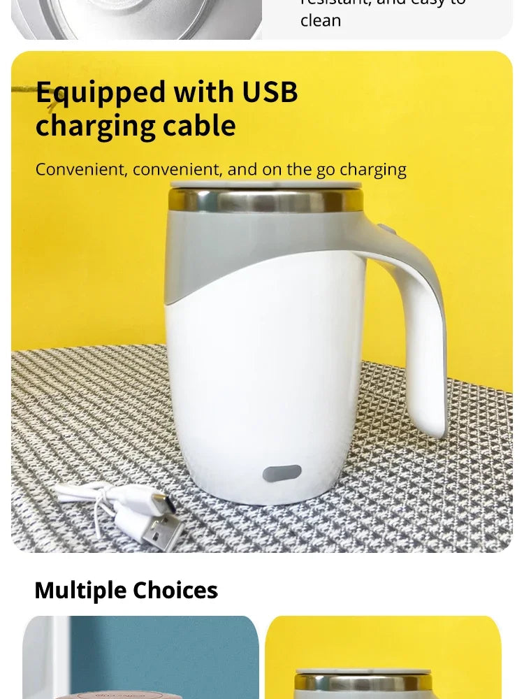 Automatic Mixing Cup Battery Portable Coffee Electric Mixing Stainless Steel Rotary Magn，