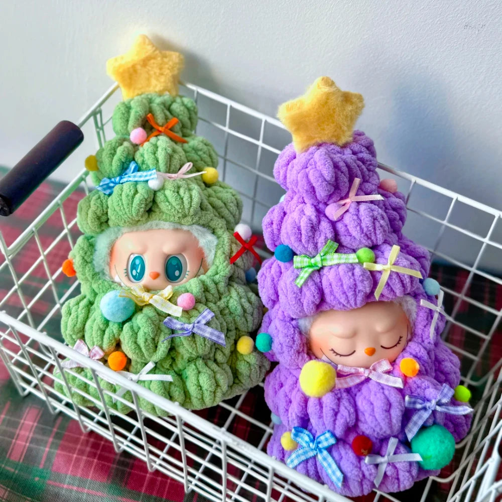 For 17cm Labubu 3.0 Doll Festive Wear Christmas Tree Outfit Finished Crochet Clothes Doll Accessories Christmas Gift