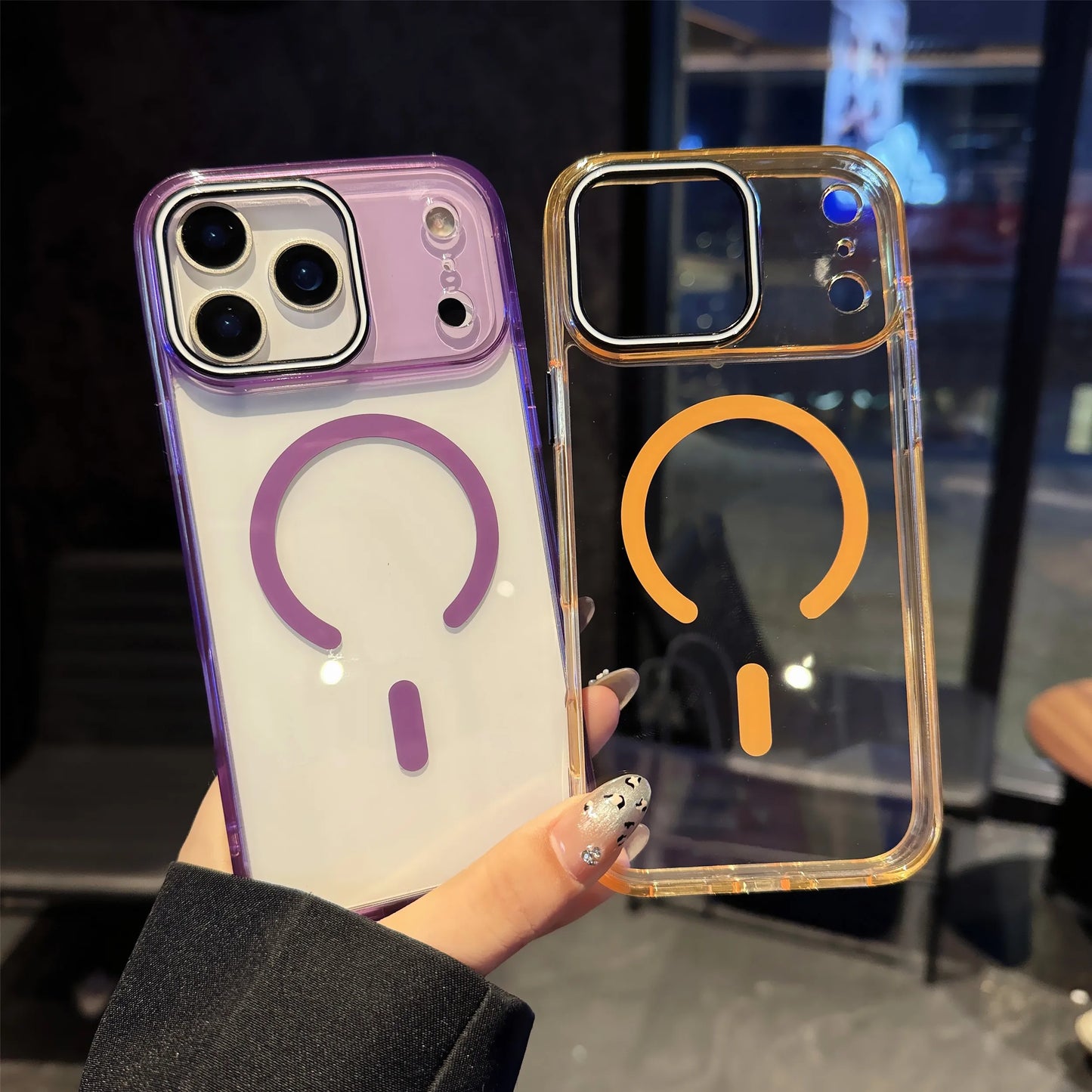 High Clear Acrylic Backplate Magnetic Phone case for iPhone 17 Air 16 15 14 Pro Max Integrated Touch Button PC Shockproof Cover