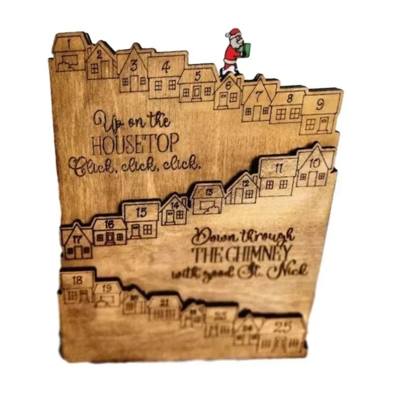 1/4pcs New Father Christmas Castle Countdown Advent Calendar Christmas Gift Wooden Calendar Ornament Decoration Stand