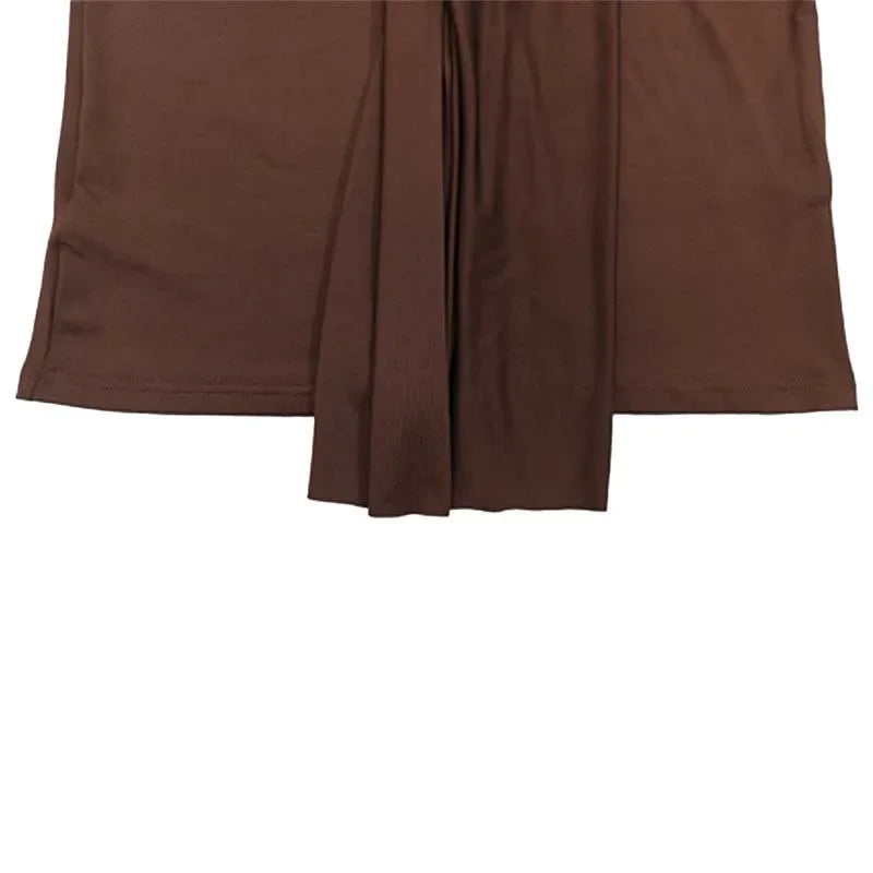 Slim Fit Wrap around Midriff Baring Sleeveless round Neck Dress for Women in Autumn And Winter Pure Color with Belt Detail