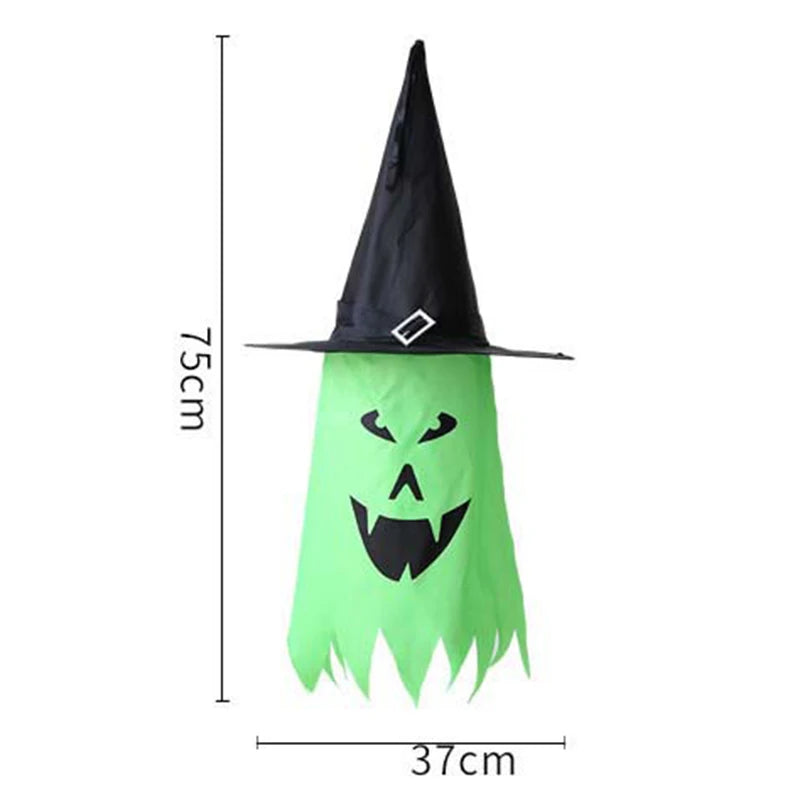 Halloween Courtyard Decorations LED Flashing Wizard Hat Lights Hanging Ghost Halloween Party Decorations Home Bars Horror Props