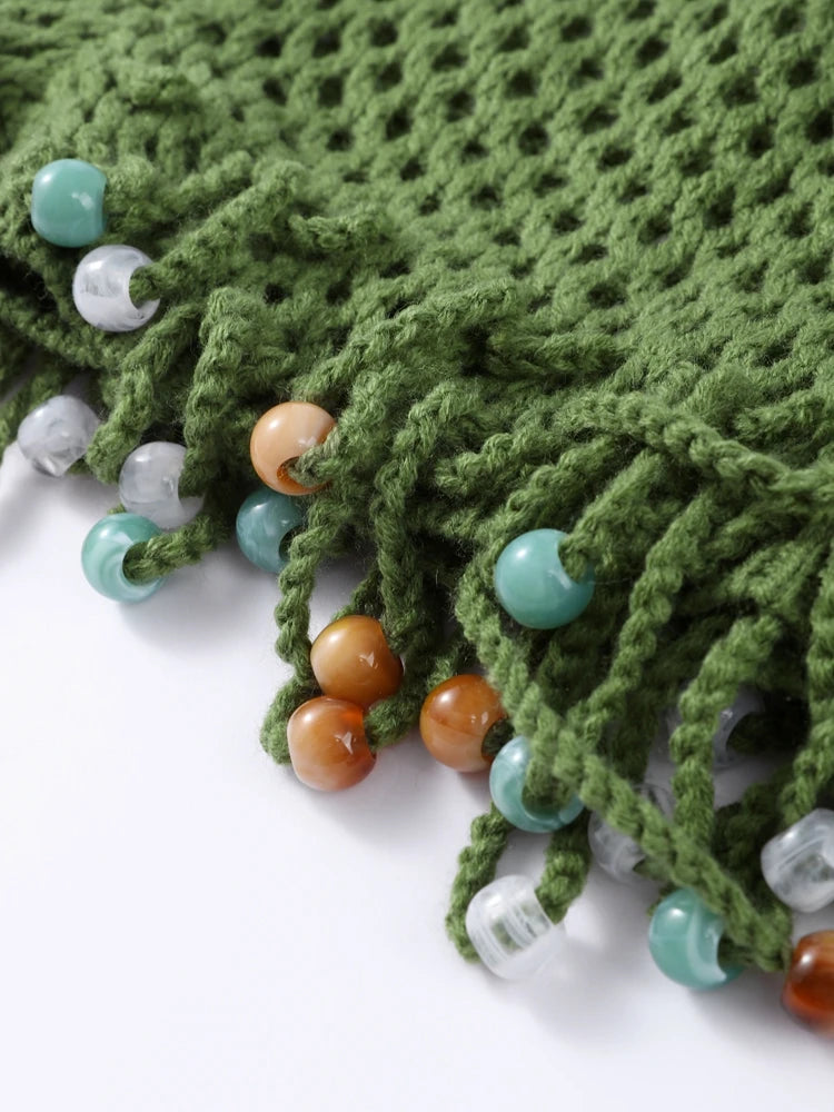 Sexy Beach Knit Women's Sets Crochet Flower Bikini Mini Skirt Female Suits 2025 Summer Halter Sleeveless Backless Top Skirts Set