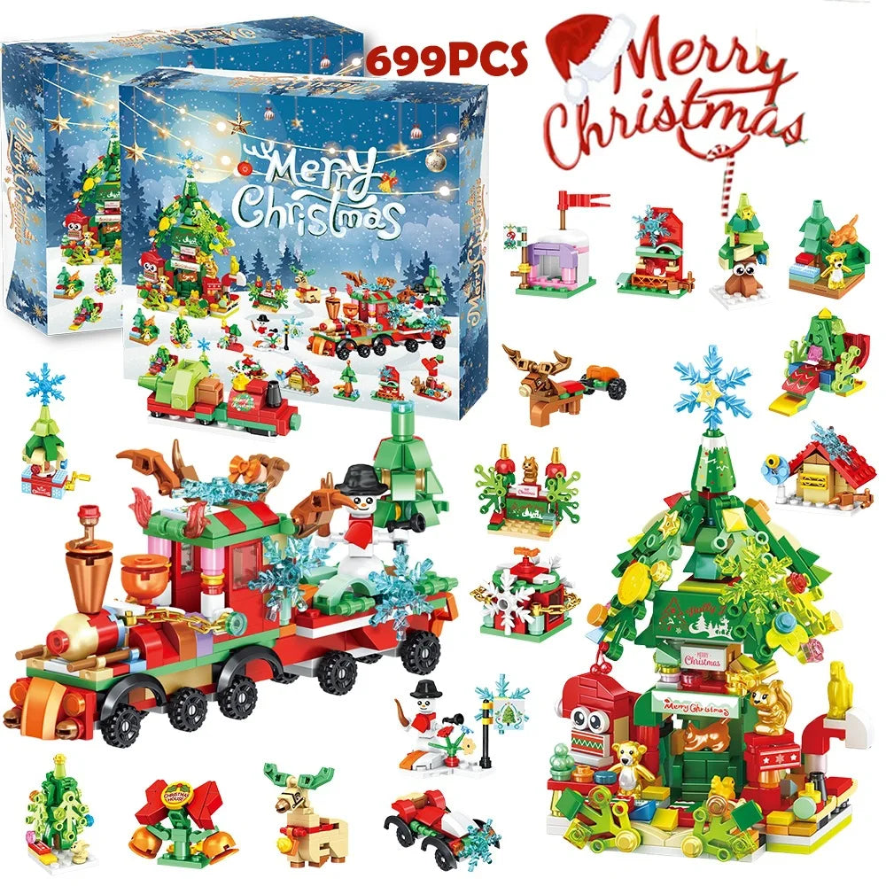 Christmas Advent Calendar Gift Box DIY Christmas Train Tree for Kids 24Days Countdown Calendar Box Surprise Party Christmas Gift