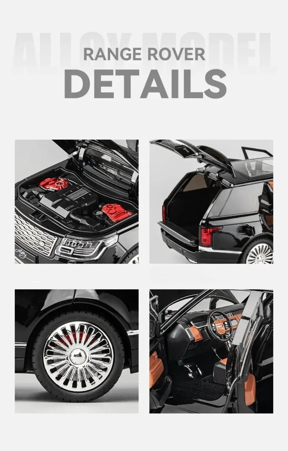 1:18 RS7 Range Rover Alloy Car Model Diecast Toy Sound Light 6 Doors Opened Shock Absorption Miniature Vehice Kid Christmas Gift