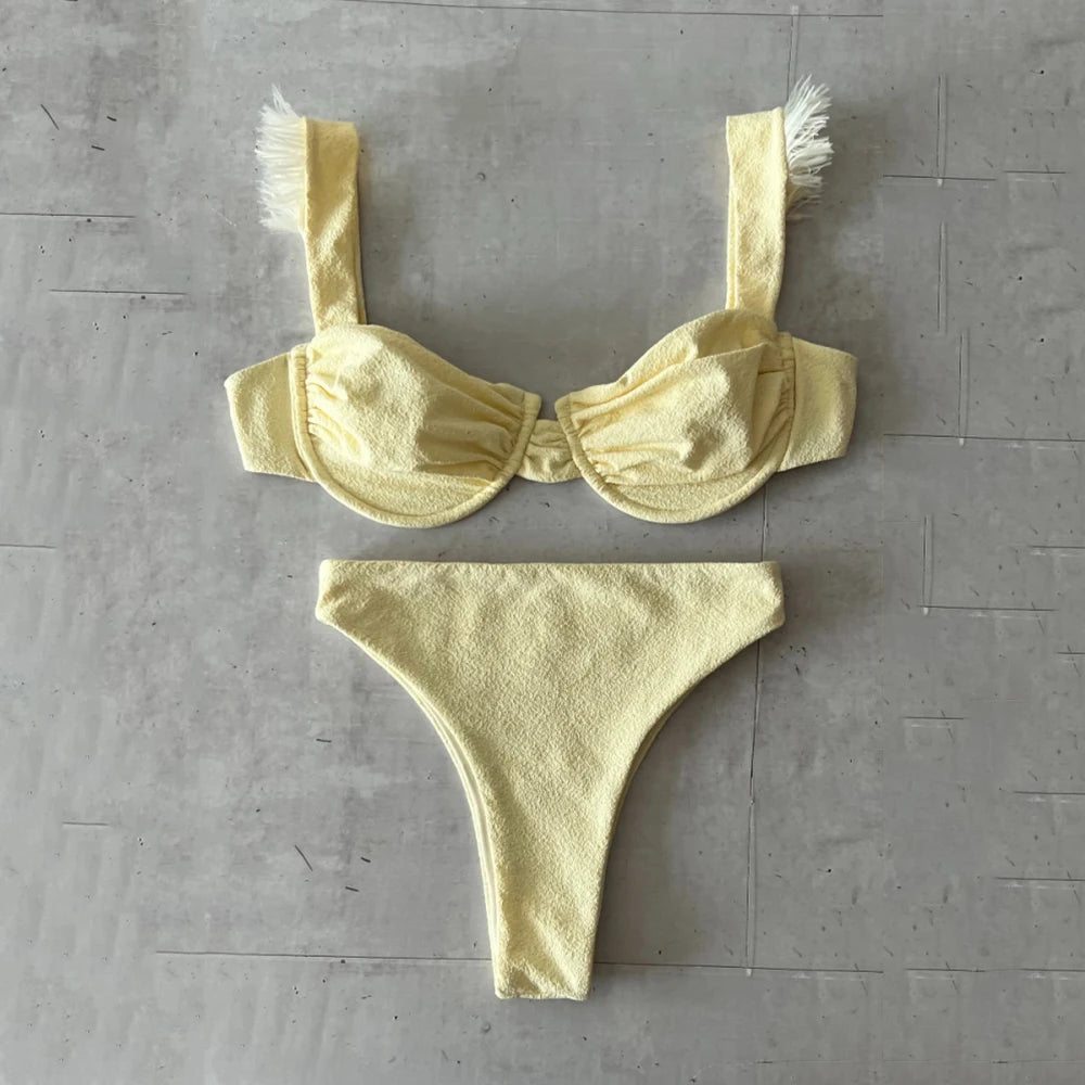 Push Up Bikinis Sexy Women Swimsuits Female Swimwear 2024 Bikini Set Bathing Suit Swimming Suits Beachwear Solid Biquini