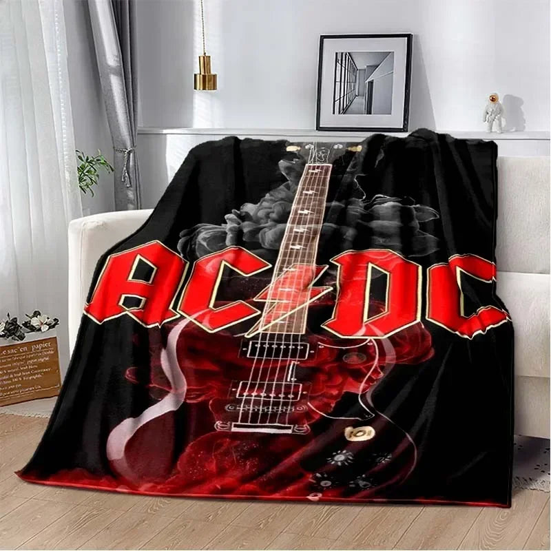 ACDC Pattern Throw Blanket Light Weight Blanket for Living Room Bedroom Kidsroom Warm Blanket Christmas Gift