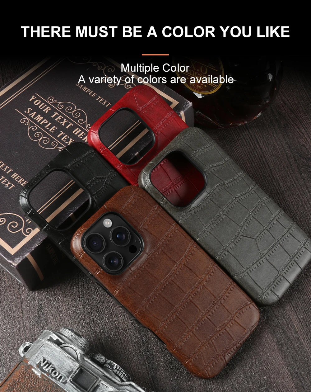 New Luxury Crocodile Leather Phone Case For iPhone 17 Air 16 15 14 Plus 13 12 11 Pro Max Shockproof Hard PC Protection Cover