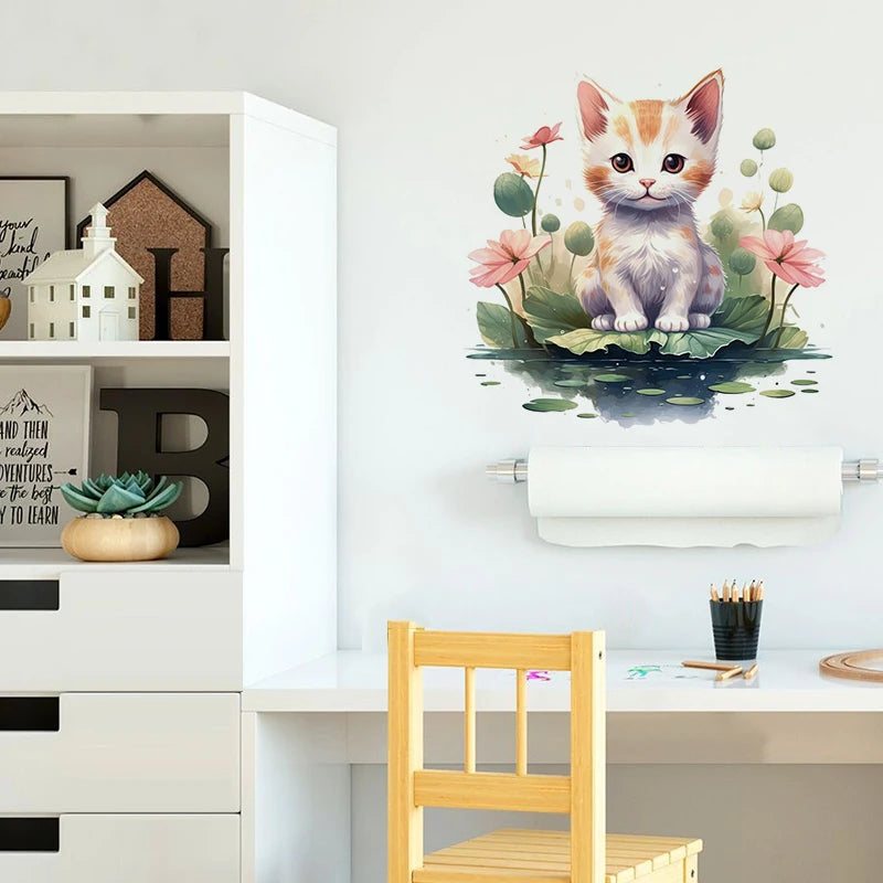 C204# Cute Puppy Wall Sticker For Kids Room Background Home Decoration Mural Living Room Wallpaper Funny Decal