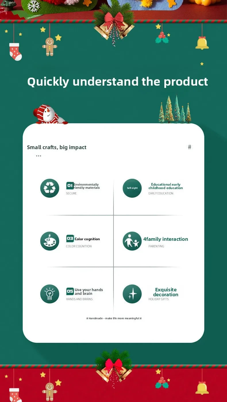 1-10PCS Christmas Gift DIY Felt Sewing Kit for Kid Handicraft Activity Preschool Toy Thread Painting Educational Craft Materials