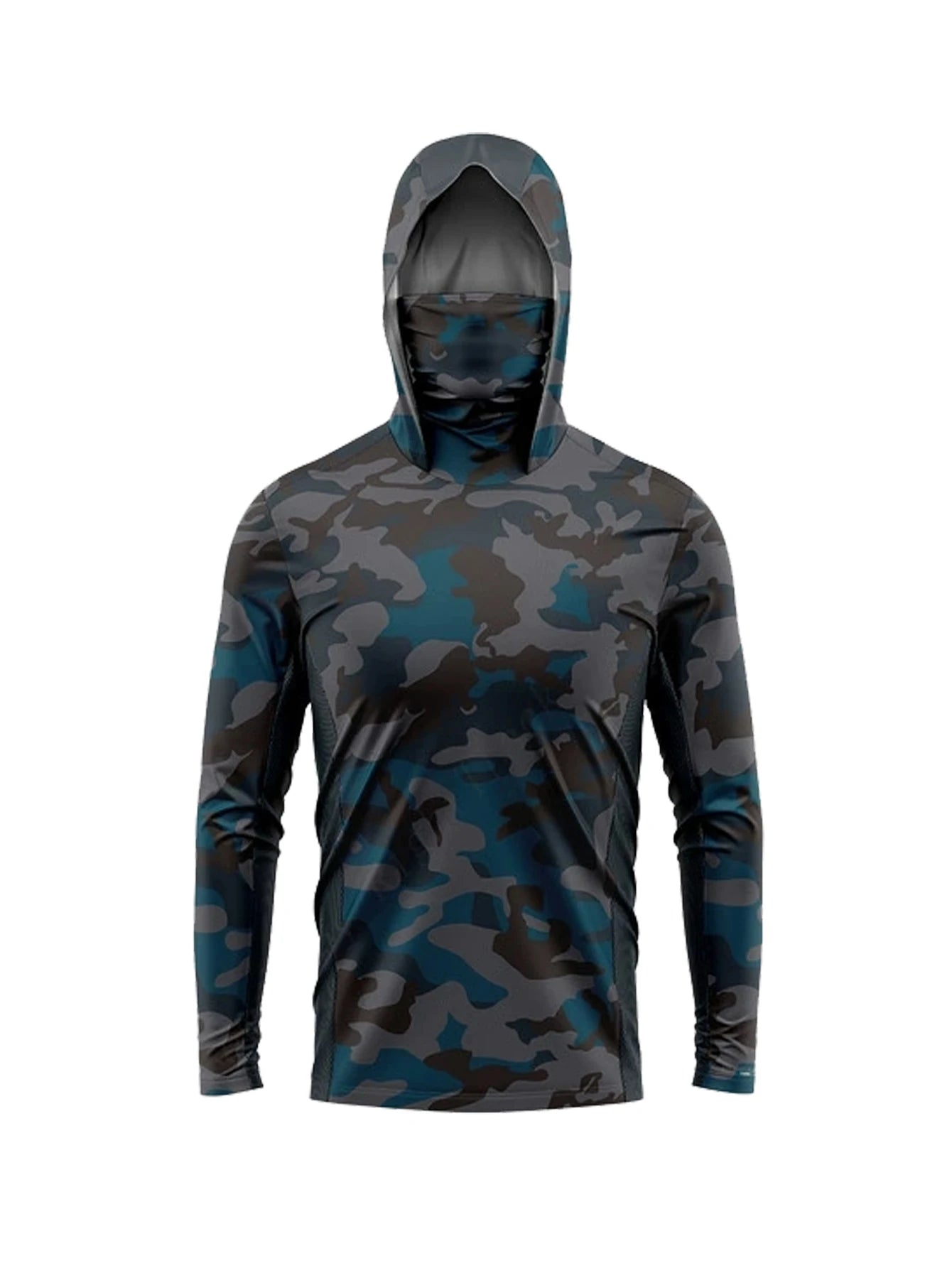 Long Sleeve Fishing Shirts Men Sun Protection Hoodie Mask All-in-one Fishing Clothing Hunting Camping Angling T-shirt Upf