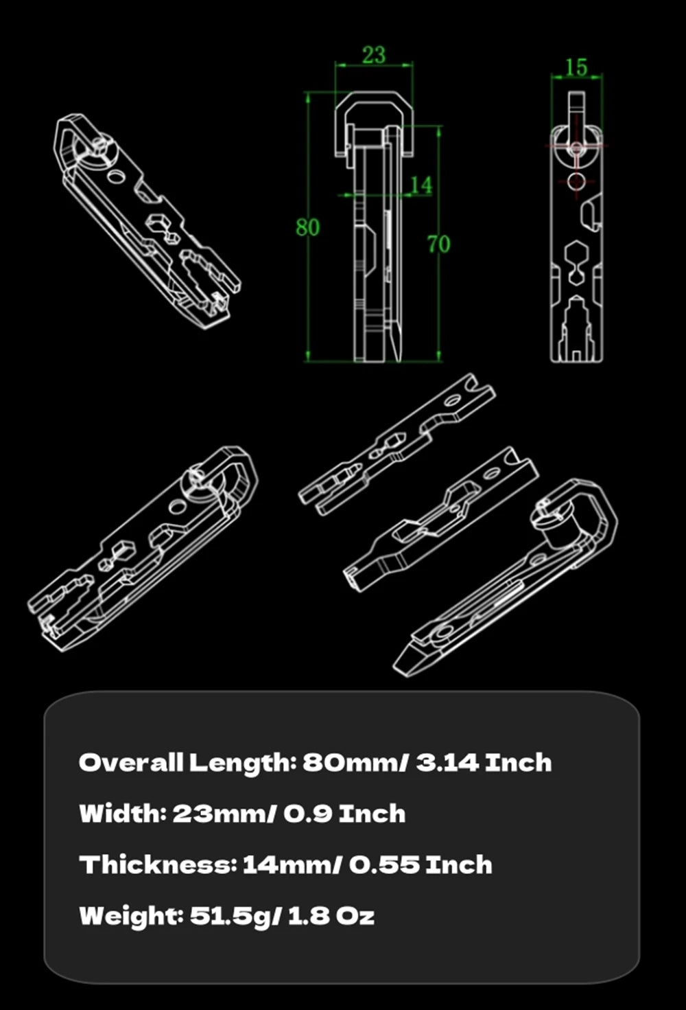 EDC TItanium Alloy with Titanium Key Ring Pry Bar Screwdriver Bottle Opener Handle Multi-tool profession Portable Outdoor Tools