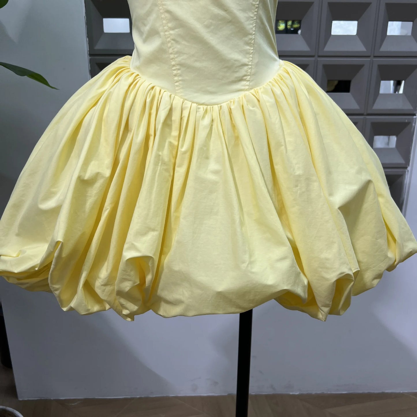 Yellow Sequar Collar Sleeveless Party Short Dress for Women 2025 Summre New Elegant High Waist Evening Dresses Women's Clothes