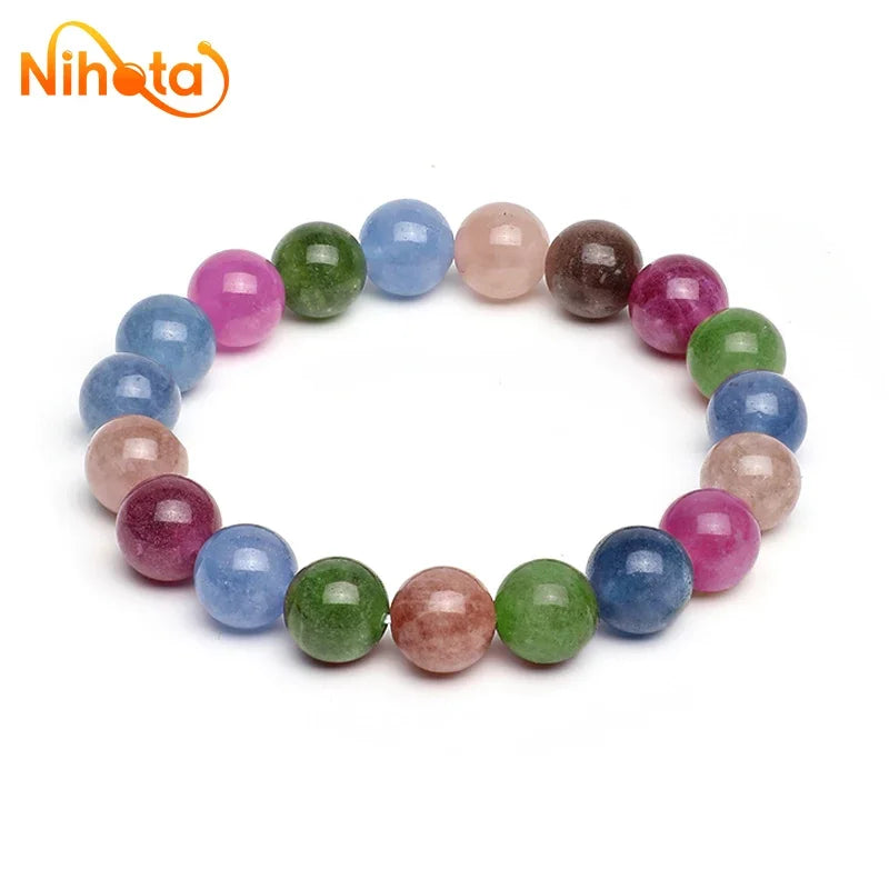 Genuine Tourmaline Chalcedony Bracelets For Women Exquisite Healing Stone Jewelry Craft Brcelets Bangles For Girls Lovers Gifts