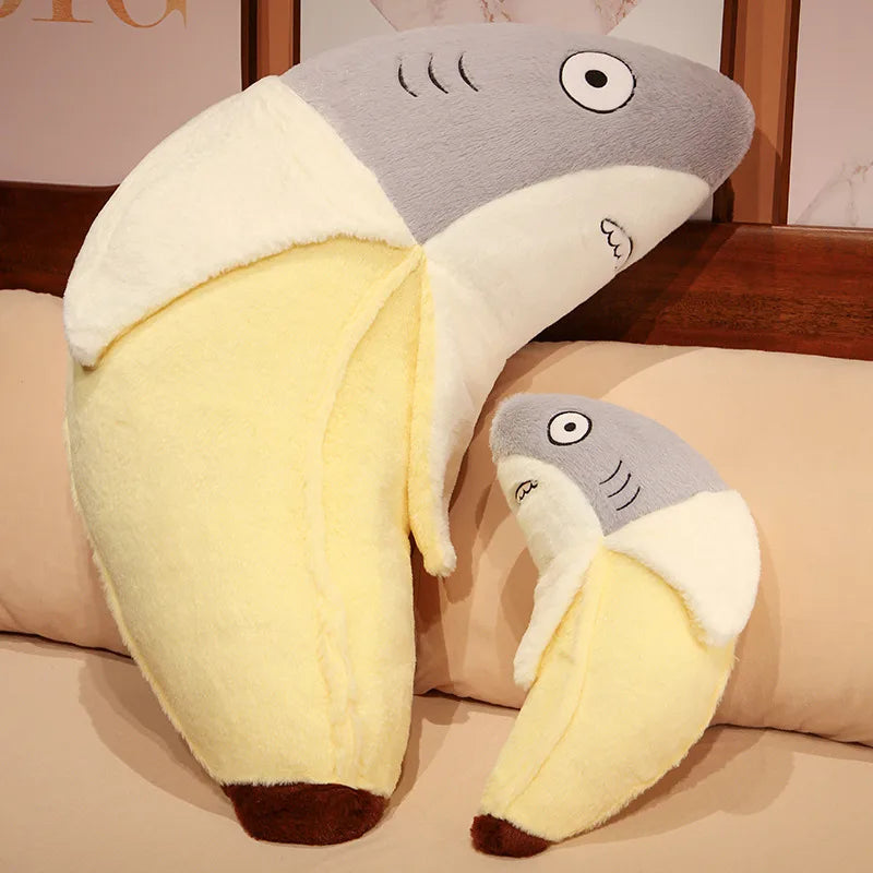 New Kawaii Transform Shark Banana Plush Toy Stuffed CuteShark Doll Animal Pillow Soft Cartoon Cushion Kid Christmas Gift