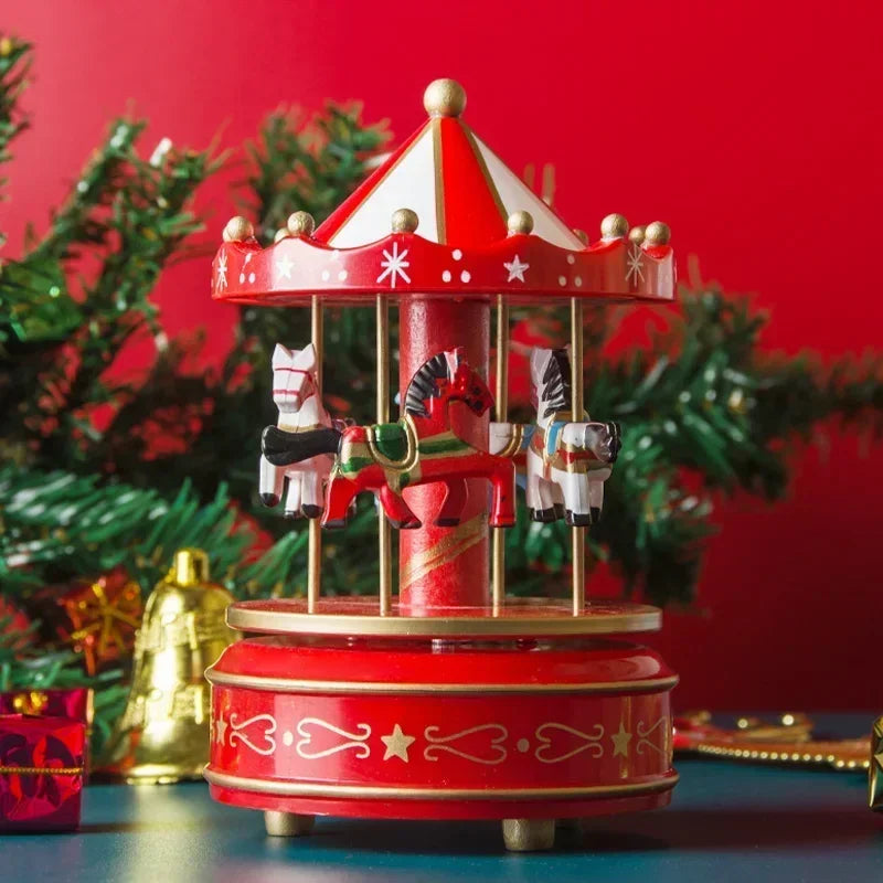 Christmas Decoration Ornaments Carousel Octave Box Music Box Birthday Gifts for Kids New Year Decorations Home Christmas Gift