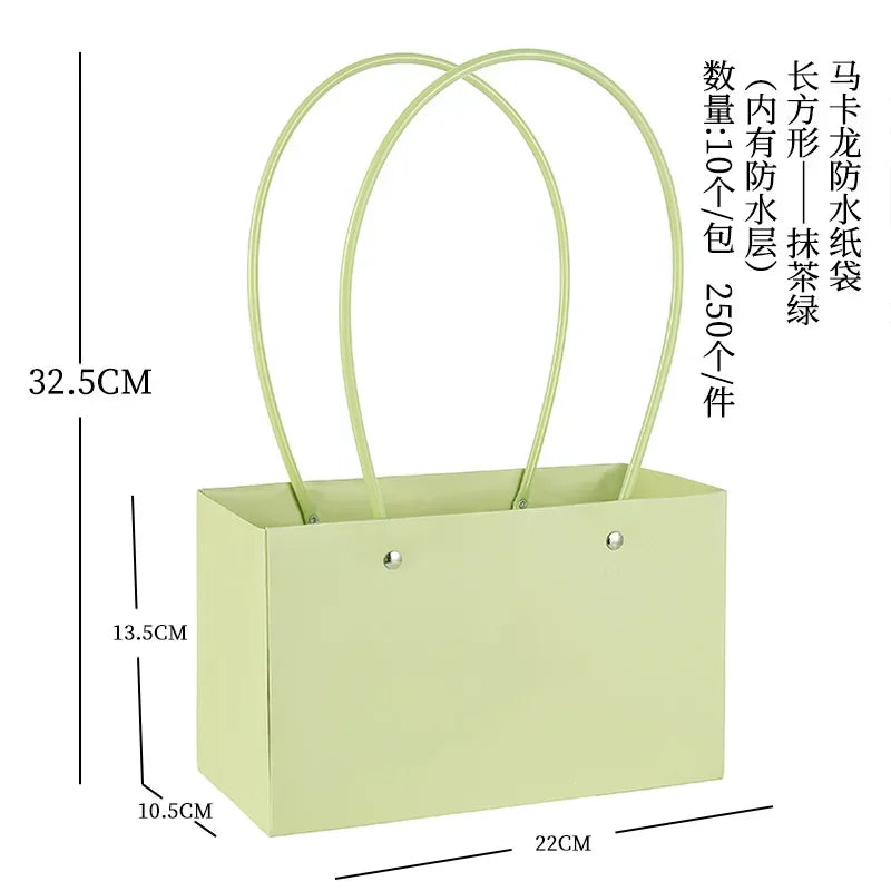 10pcs Christmas Gift Flower Kraft Paper Handbag Flower Arrangement Portable Box Rectangular Trapezoidal Flower Handheld Gift Box