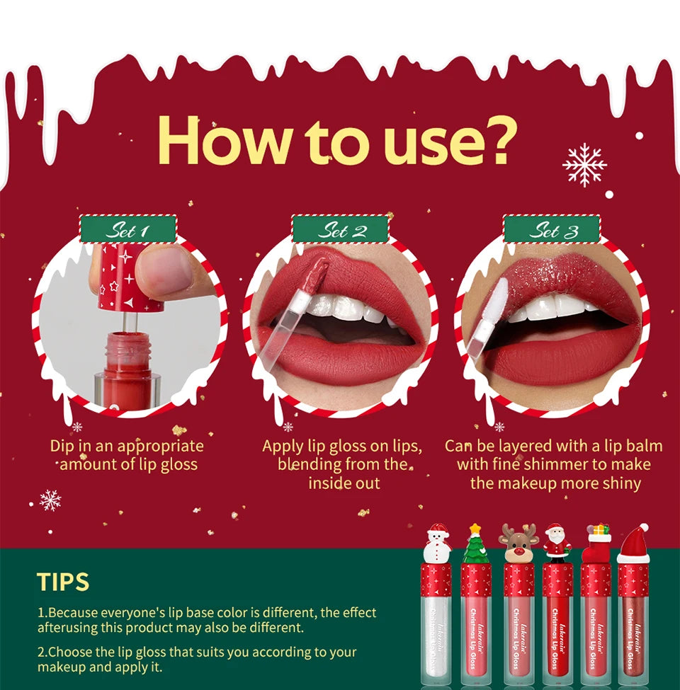 Lakerain Christmas Lip Gloss Set Long Lasting Moisturizing Waterproof Portable Travel Kit Ideal Thanksgiving Christmas Gift