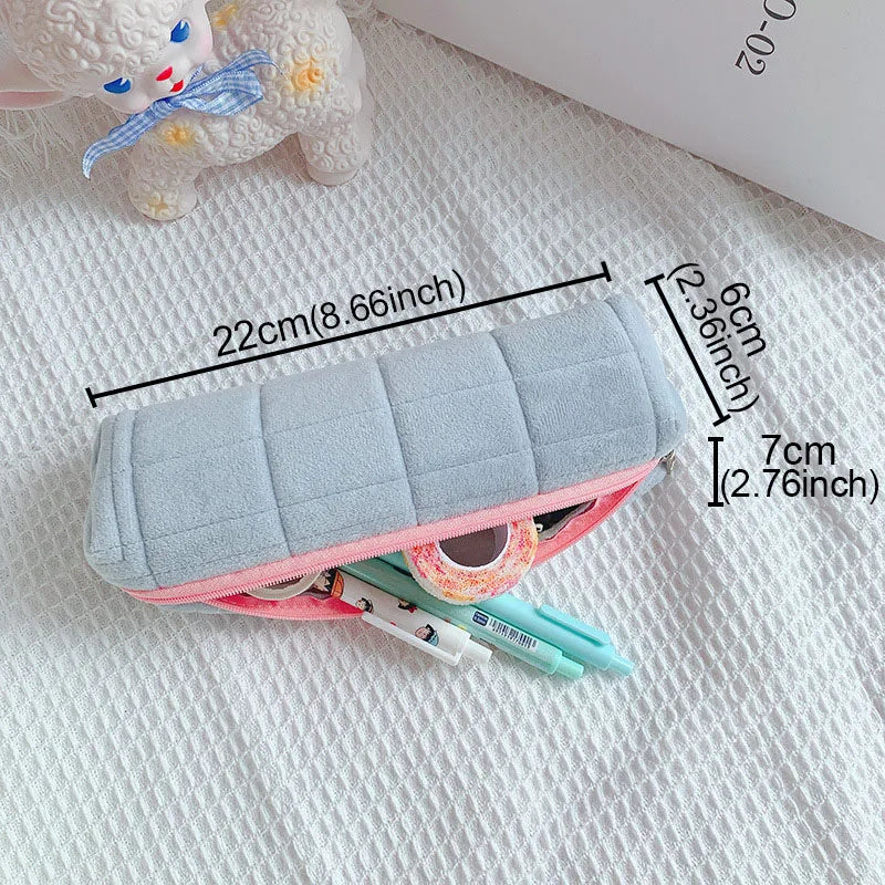 Cute Plush Makeup Bag for Women Portable Travel Zipper MakeupOrganizer Handbag Stationery Pencil Case Make Up Pouch Storage Bags