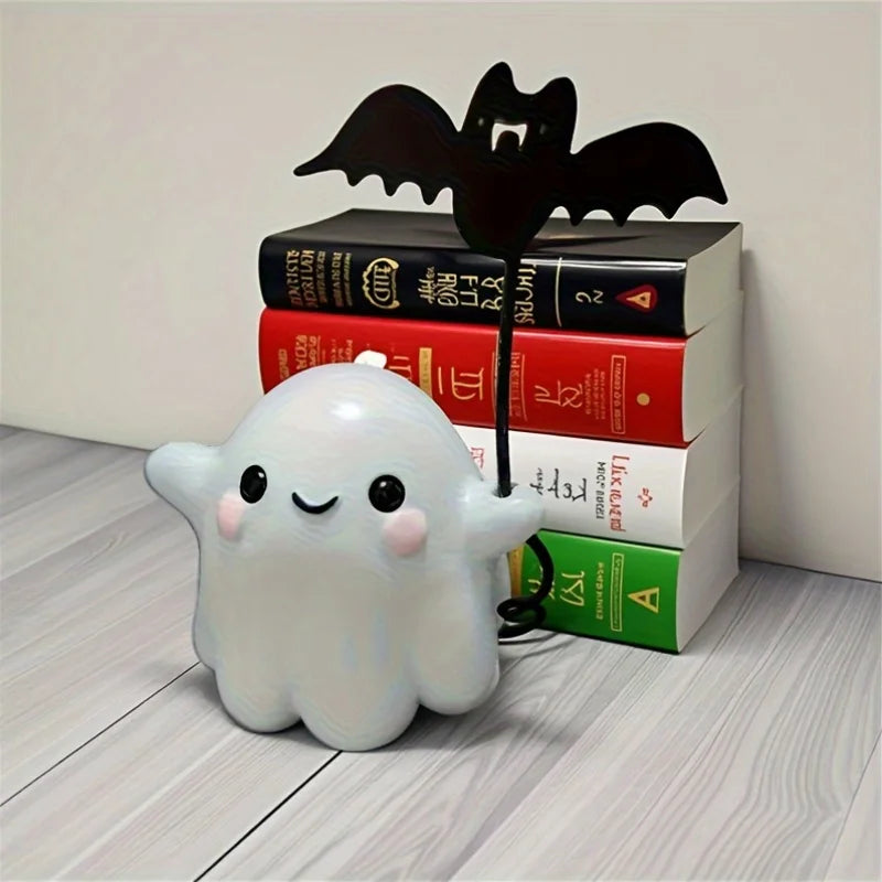 1Pc Halloween Cute Ghost Putting Bat Ornaments Ghost Bat Desktop Party Decoration Party Small Gift Little Finger Cute Ghost Toys