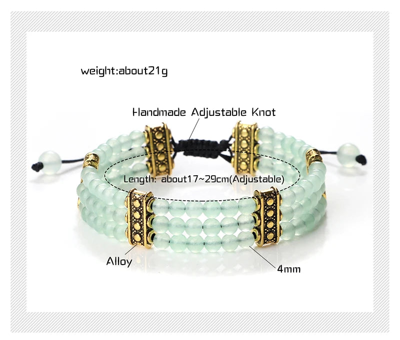 Natural Stone Beads Bracelet 4mm Malachite Black Lava Yoga Energy Hot Couple For Women Men Jewelry Braided Rope Knot Bangle Gift