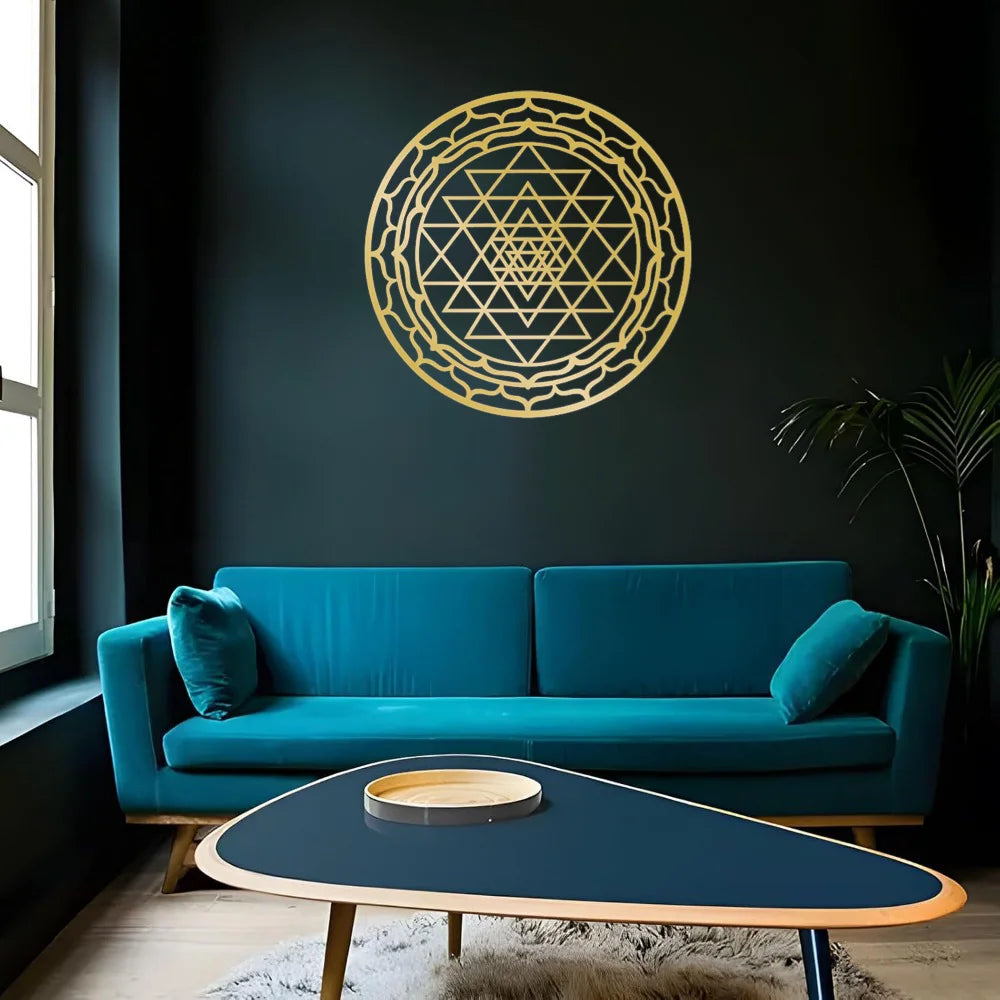 Sacred Yantra Mandala Metal Wall Sculpture | Divine Geometry Circular Decor | Halloween & Christmas Gift