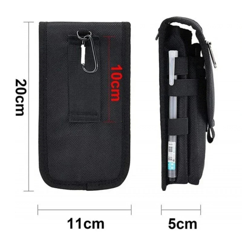 Flip Phone Bag with Three Compartments for Casual Pen Insertion and Waist Hanging Men's Belt Loop Pouch Large Capacity Wallet