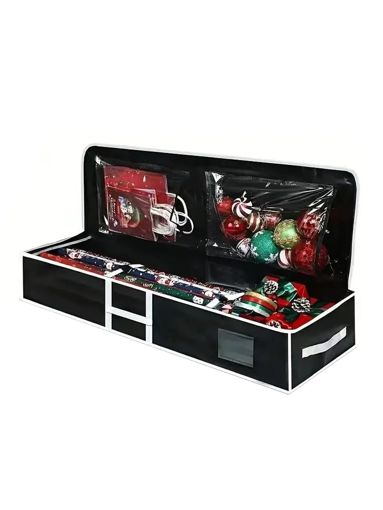 Christmas Gift Wrap Storage Bag Wrapping Paper ContainersUnderbed Storage Organizer with Reinforced Handles Christmas Decoration