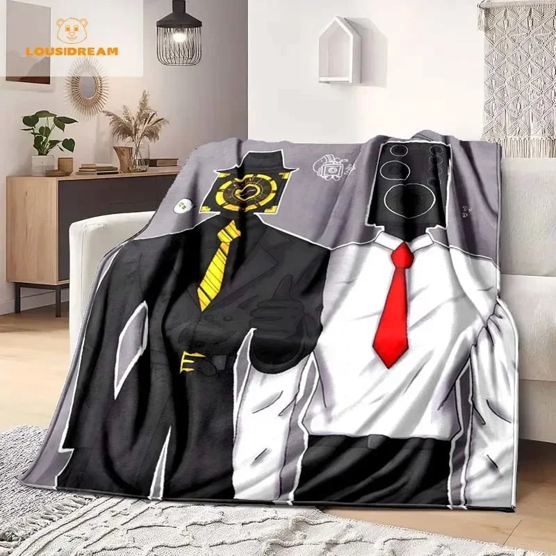 Skibidi Toilet Funny Flannel Blanket Flannel Warm Blanket Adults 3D Printed Coverlet Man Cave Sofa Camping Decor Christmas Gift