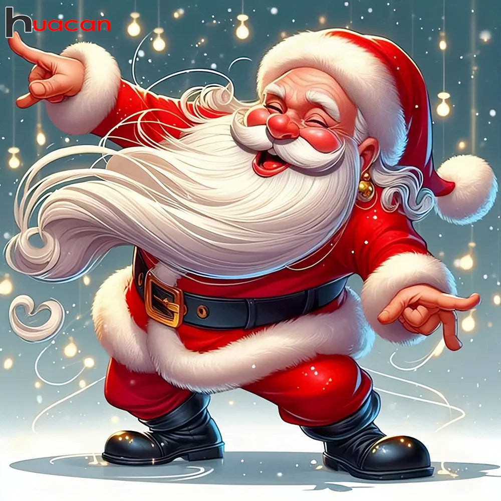 Huacan 5d Diamond Painting Portrait Santa Claus Full Square Round Diamond Mosaic Cartoon Handmade Christmas Gift Home Decor