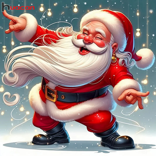 Huacan 5d Diamond Painting Portrait Santa Claus Full Square Round Diamond Mosaic Cartoon Handmade Christmas Gift Home Decor