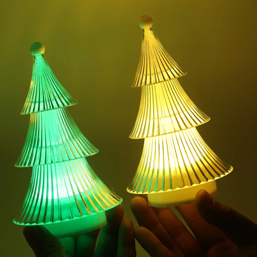 2/1pcs Christmas Decoration Ornaments Mini Luminous Crystal Christmas Tree High-end Desktop Ornaments Christmas Gift Lights