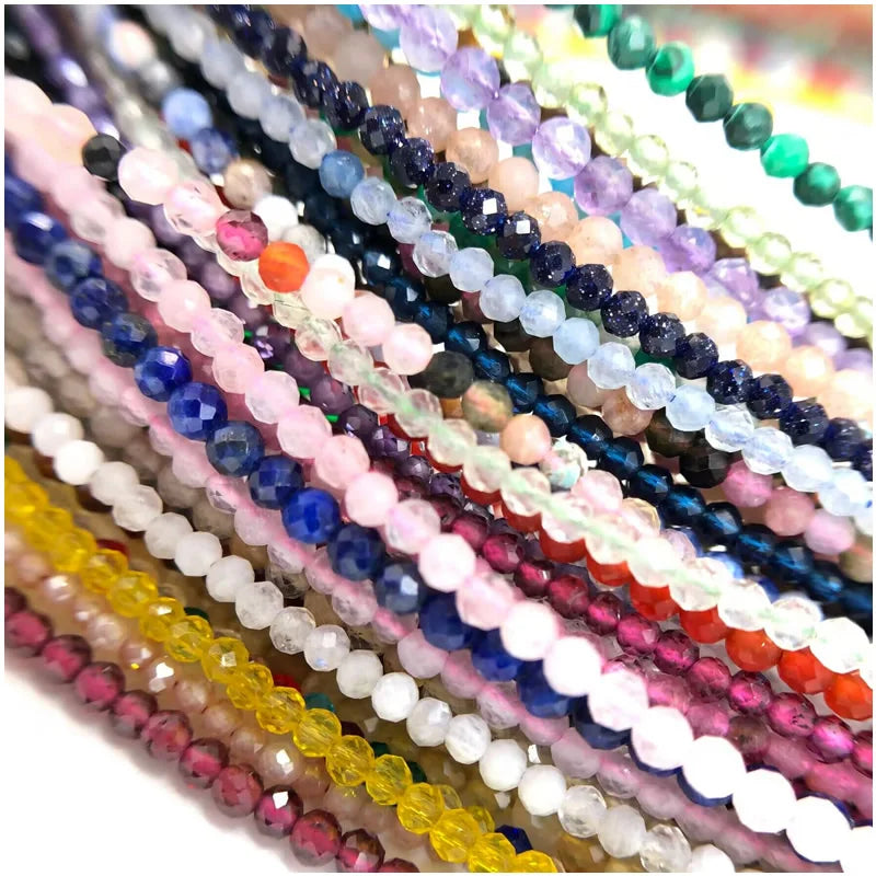 2-3mm Natural Stone Beaded Necklace Handmade Mini Tourmaline lapis crystal Energy Healing Female Bracelet for Women Jewelry Gift