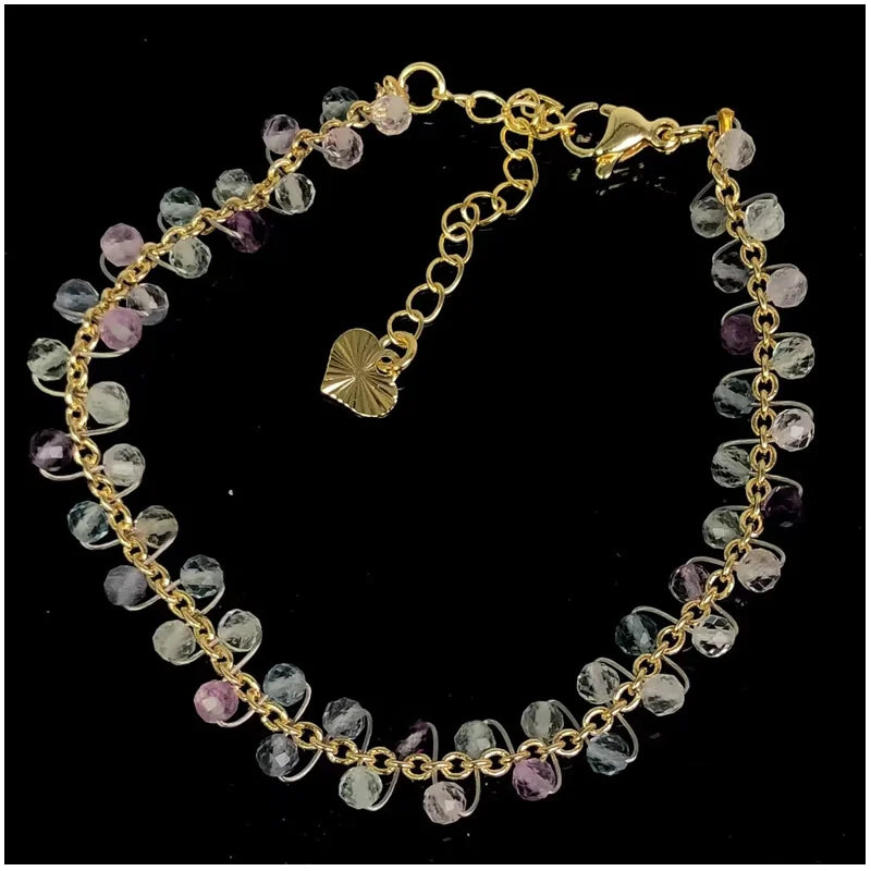 natural multifaceted 3-4mm stone Tourmaline garnet crystal quartz bracelet Women Jewelry Party /Wedding Luxury Gift Set Handwork