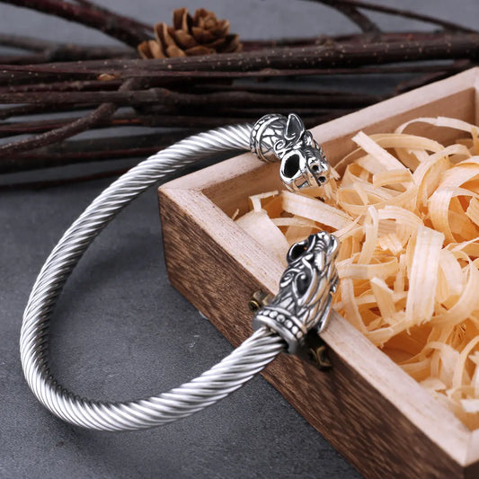 Stainless Steel Viking Faucet Bracelet for Men and Women Vintage Fashion Wristband Cuff Ring Nordic Male Jewelry As Gift