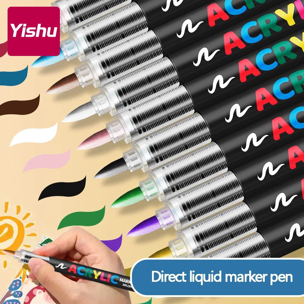 60/72/120/168 Color Acrylic Paint Pen Marker Brush Tip Paint Marker For Rock Painting Wood Canvas Stone Christmas Gift DIY Craft