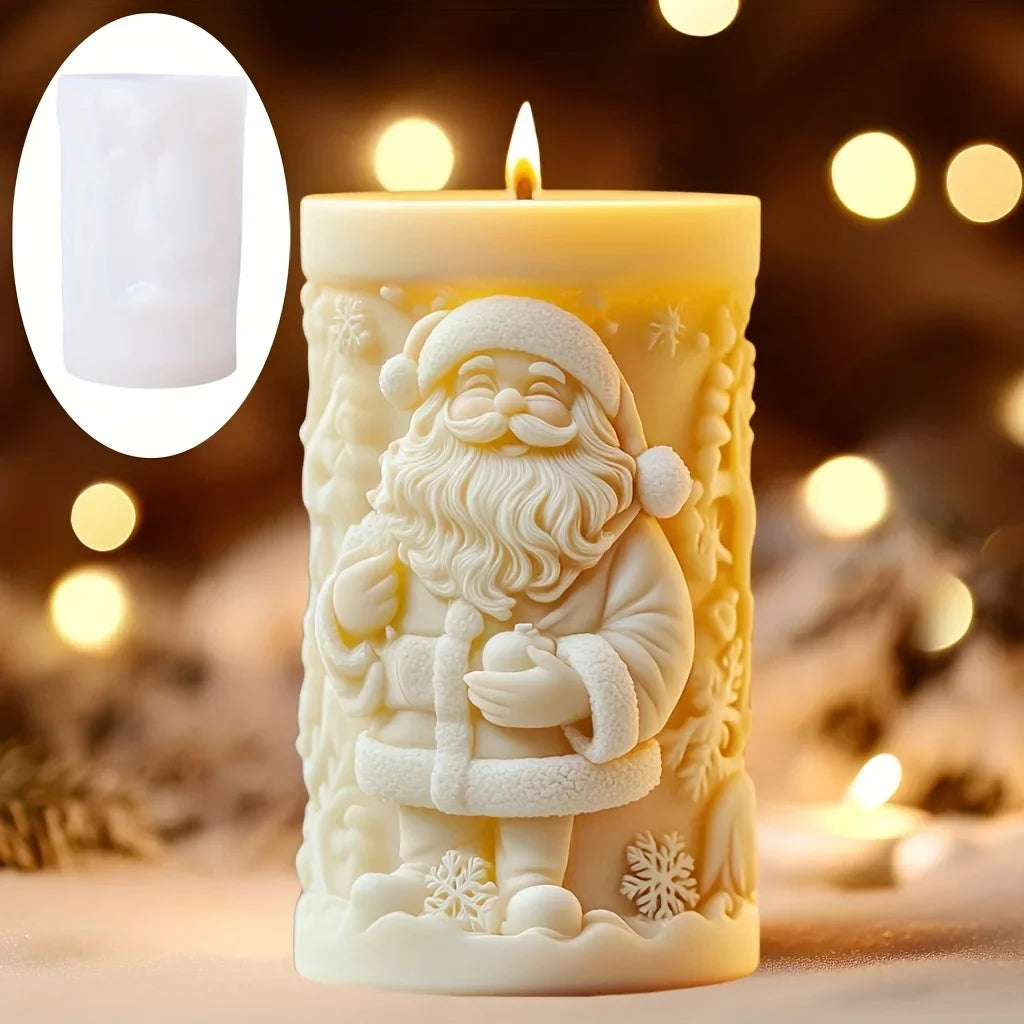 Santa Spherical Scented Candle Silicone Mold Wear Hat Santa Spherical Resin Mould Santa Relief Plaster Molds Christmas Gift