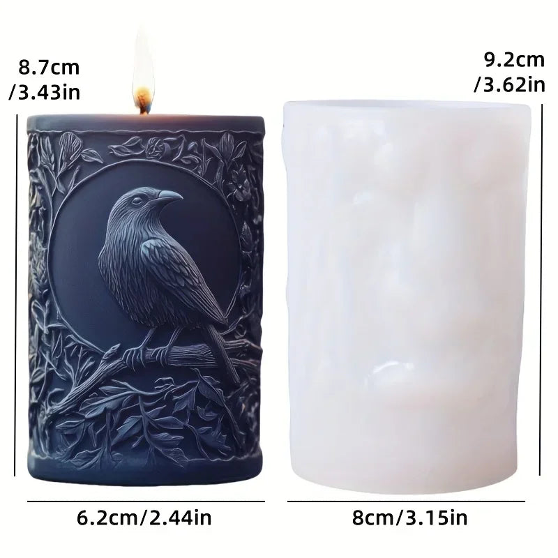 DIY elk relief cylindrical candle silicone mold sika deer flower relief resin mould Forest sika deer gypsum molds Christmas gift